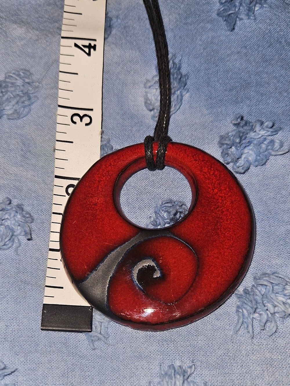 Red Spiral Ceramic Pendant Necklace